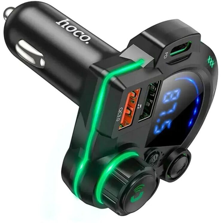 FM модулятор Hoco DFM01 20W + QC3.0 (2USB + Type-C) - Black: фото 4 з 8