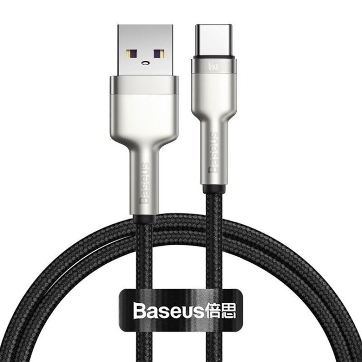 Кабель Baseus Cafule Metal USB to Type-C (66W, 1m) CAKF000101 - Black: фото 1 з 21