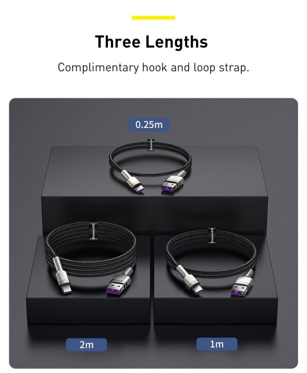 Кабель Baseus Cafule Metal USB to Type-C (66W, 1m) CAKF000101 - Black: фото 16 з 21