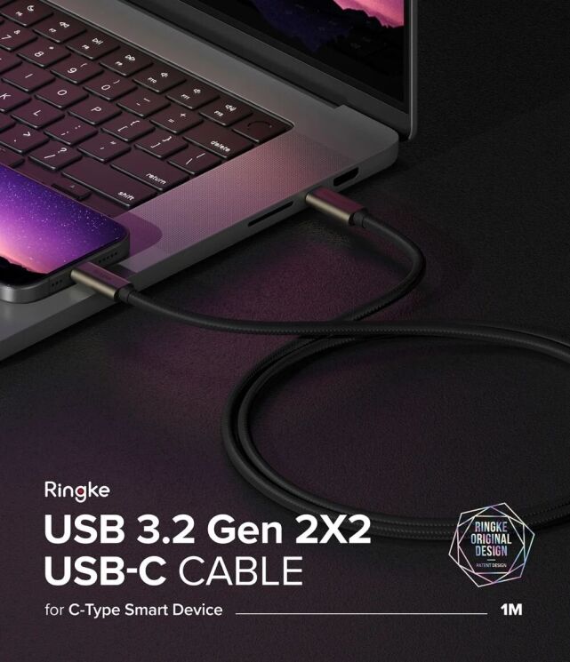 Кабель Ringke RCC-20G10 Type-C to Type-C 240W (5A, 1m) 8809961785061 - Black (896545B) Кабель Ringke RCC-20G10 Type-C to Type-C 240W (5A, 1m) 8809961785061 - Black: фото 3 из 20