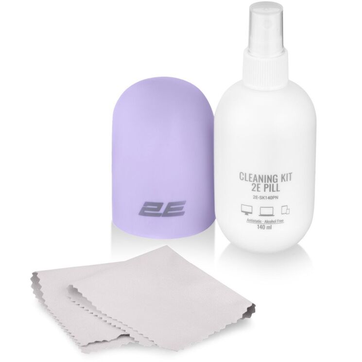Набор для чистки оргтехники 2E PILL (140ml + салфетка 20см) - Purple: фото 2 из 4