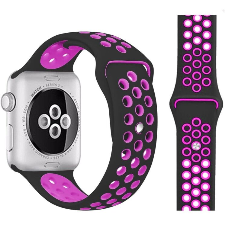 Ремешок Deexe Dual Color для Apple Watch 42 (Series 10) / 41 / 40 / SE 40 / 38 - Black / Purple: фото 1 из 1
