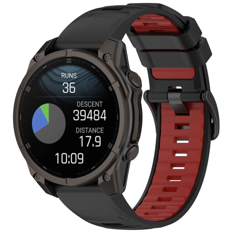 Ремешок Deexe Dual Color для часов с шириной крепления 22мм - Black / Red: фото 4 из 4