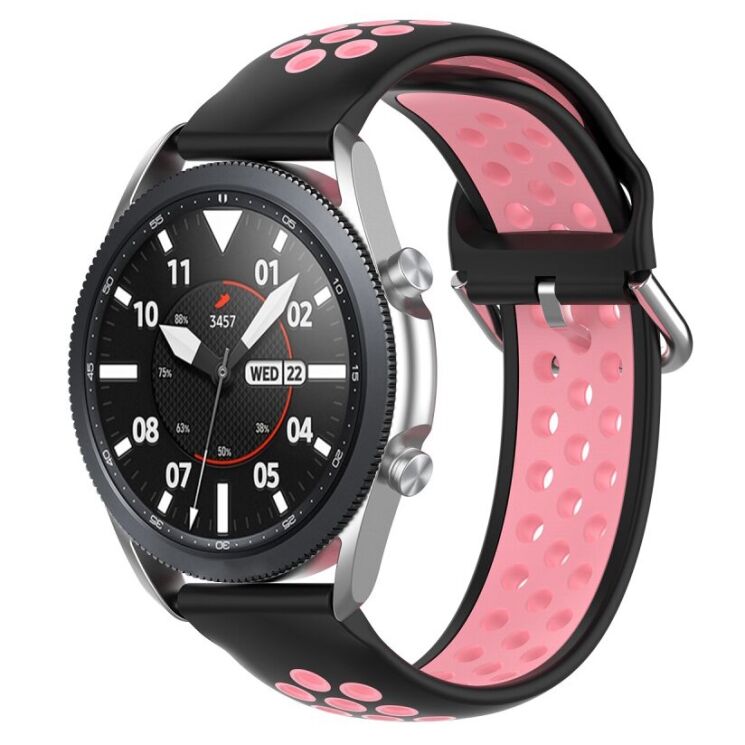 Ремешок Deexe Dual Color для Samsung Galaxy Watch 3 (45mm) - Black / Pink: фото 5 из 5