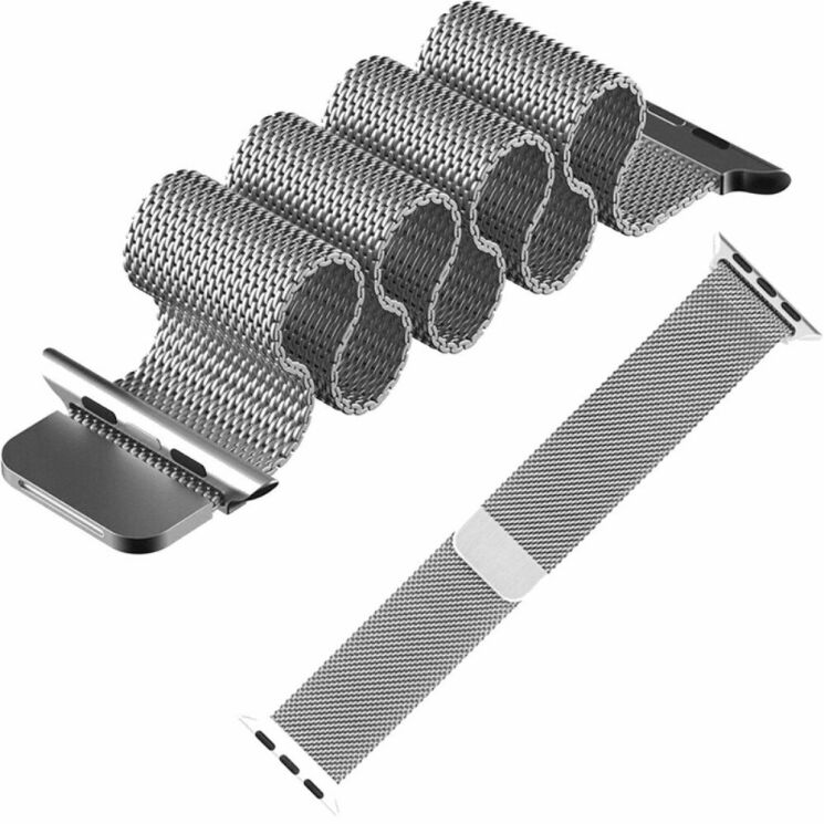 Ремешок Deexe Milanese Stainless Steel для Apple Watch 46 / 45 / 44 / SE 44 / 42 (Series 1-3) / Ultra / Ultra 2 - Silver: фото 6 из 12