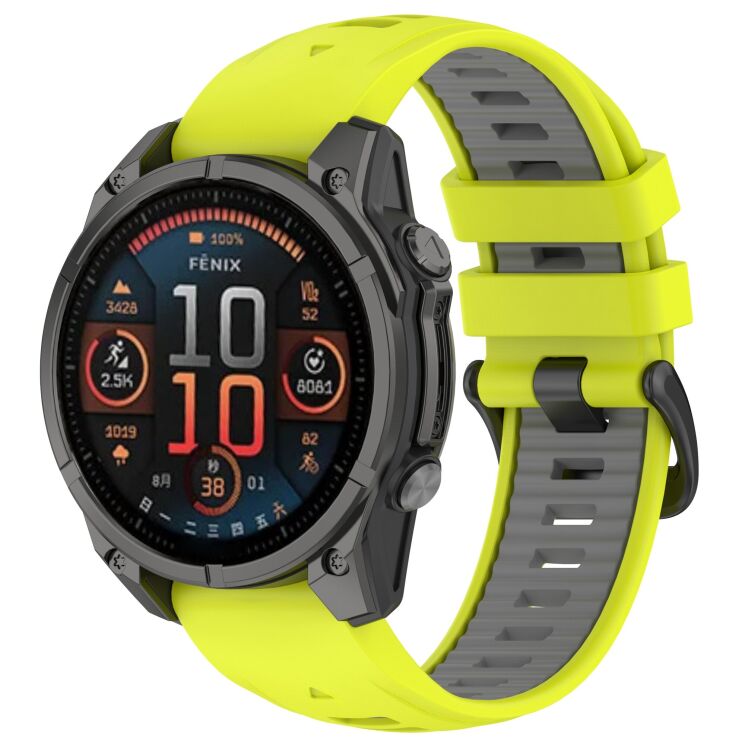 Ремінець Deexe Modern Strap для годинників Garmin з шириною кріплення QuickFit 20mm - Lime / Grey: фото 4 з 7