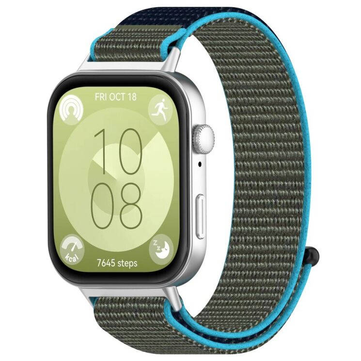 Ремінець Deexe Nylon Loop для Huawei Watch Fit 3 - Grey / Blue: фото 3 з 7