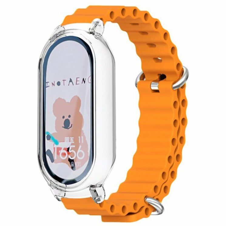 Ремешок Deexe Ocean Silicone для Xiaomi Mi Smart Band 8 - Orange: фото 2 из 7