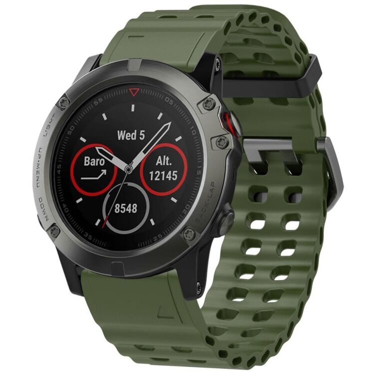 Ремінець Deexe Ocean Strap для годинників Garmin з кріпленням Quick Fit 26mm - Army Green: фото 4 з 6