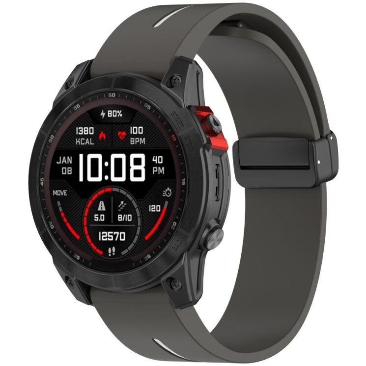Ремешок Deexe Soft Line для часов Garmin c креплением Quick Fit 22mm - Grey / White: фото 7 из 8
