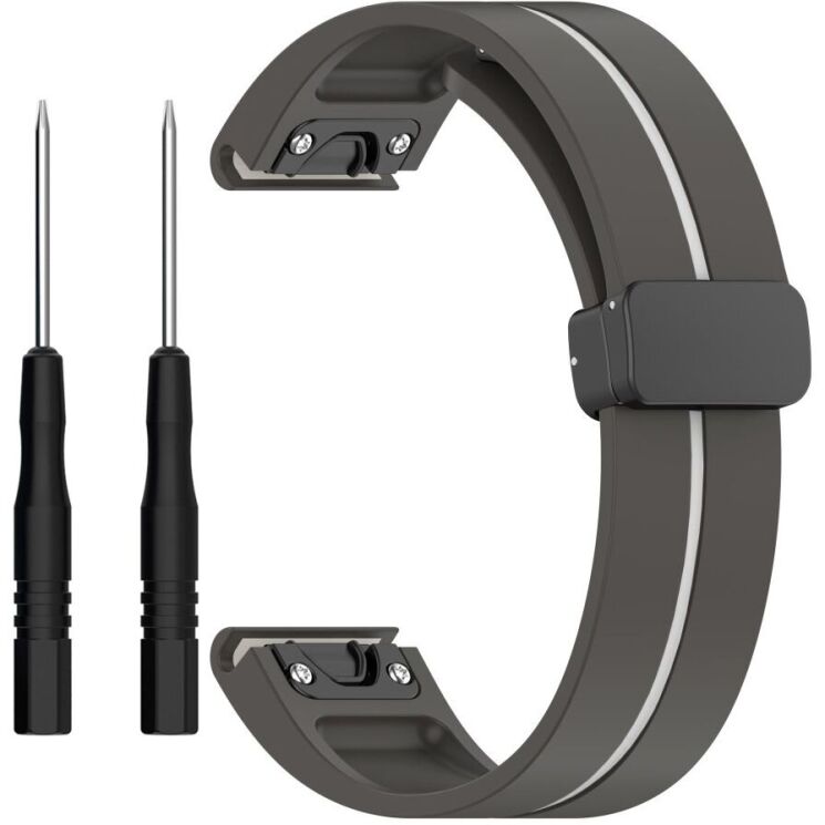 Ремешок Deexe Soft Line для часов Garmin c креплением Quick Fit 22mm - Grey / White: фото 1 из 8