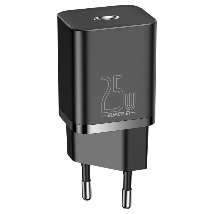 Мережевий зарядний пристрій Baseus Super Si Quick Charger (25W) + кабель Type-C to Type-C (3A, 1m) TZCCSUP-L — Black: фото 2 з 22