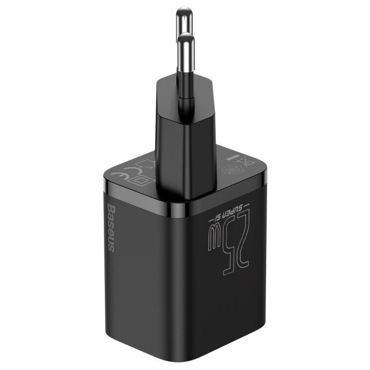 Мережевий зарядний пристрій Baseus Super Si Quick Charger (25W) + кабель Type-C to Type-C (3A, 1m) TZCCSUP-L — Black: фото 3 з 22