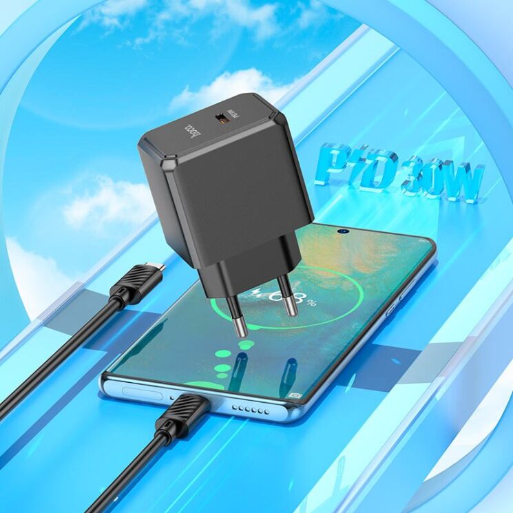 Мережевий зарядний пристрій Hoco CS15A (30W) + кабель Type-C to Type-C - Black: фото 8 з 9