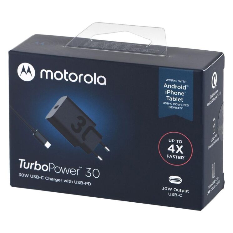 Сетевое зарядное устройство Motorola TurboPower 30W + кабель Type-C to Type-C (SJMC302) - Black: фото 10 из 15