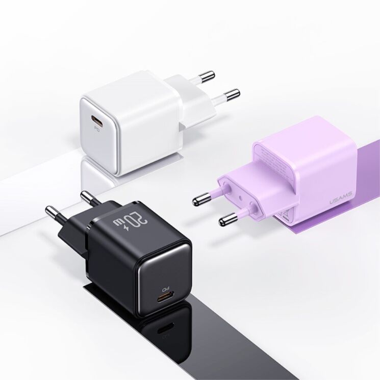 Мережевий зарядний пристрій Usams US-CC183 PD20W Single Port - White: фото 6 з 7