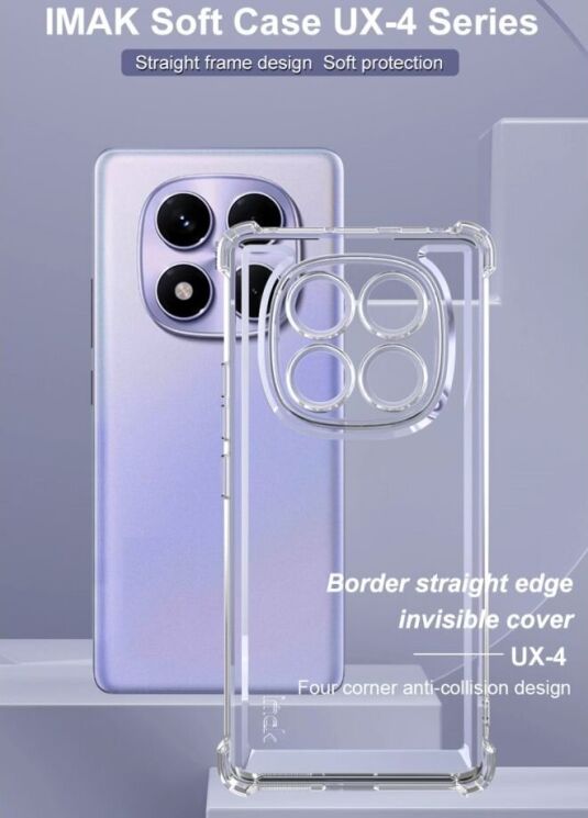 Силиконовый (TPU) чехол IMAK UX-4 Series для Xiaomi Redmi Note 14 Pro - Transparent: фото 7 из 9