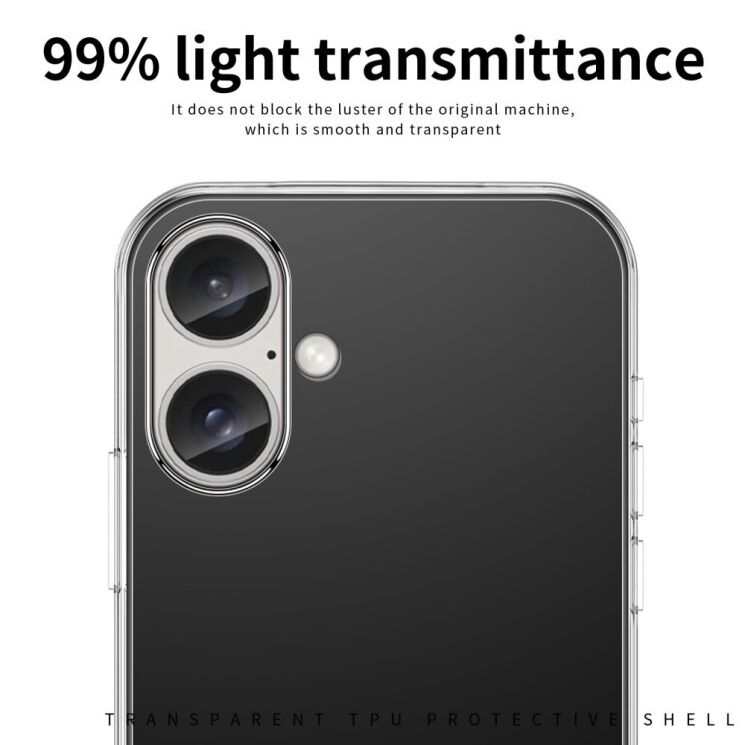 Силиконовый (TPU) чехол MOFI Thin Guard для Apple iPhone 16 Plus - Transparent: фото 7 из 11