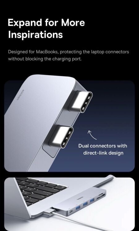 USB HUB Baseus UltraJoy Series 6 in 1 (B00052802811-03) - Space Grey: фото 8 з 23