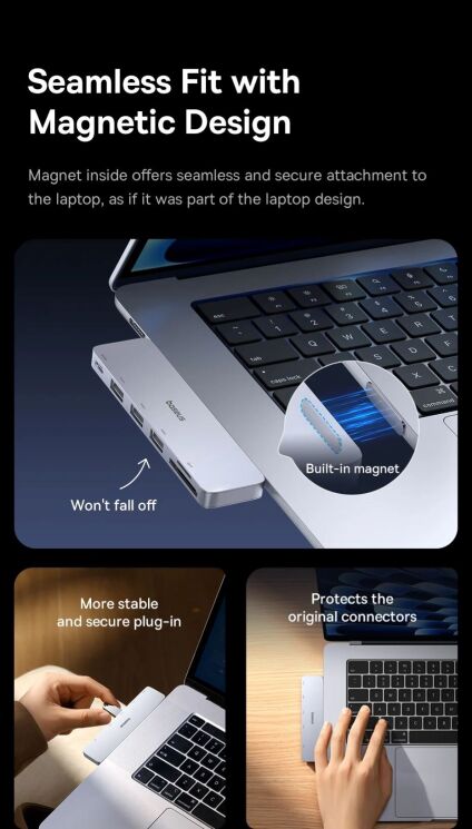 USB HUB Baseus UltraJoy Series 6 in 1 (B00052802811-03) - Space Grey: фото 10 з 23