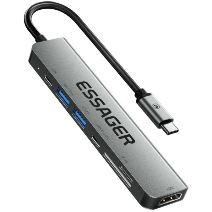 USB HUB ESSAGER QingHong 7 in 1 (EHB07-QH0G-Z) - Grey (982801H) USB HUB ESSAGER QingHong 7 in 1 (EHB07-QH0G-Z) - Grey: фото 1 из 3