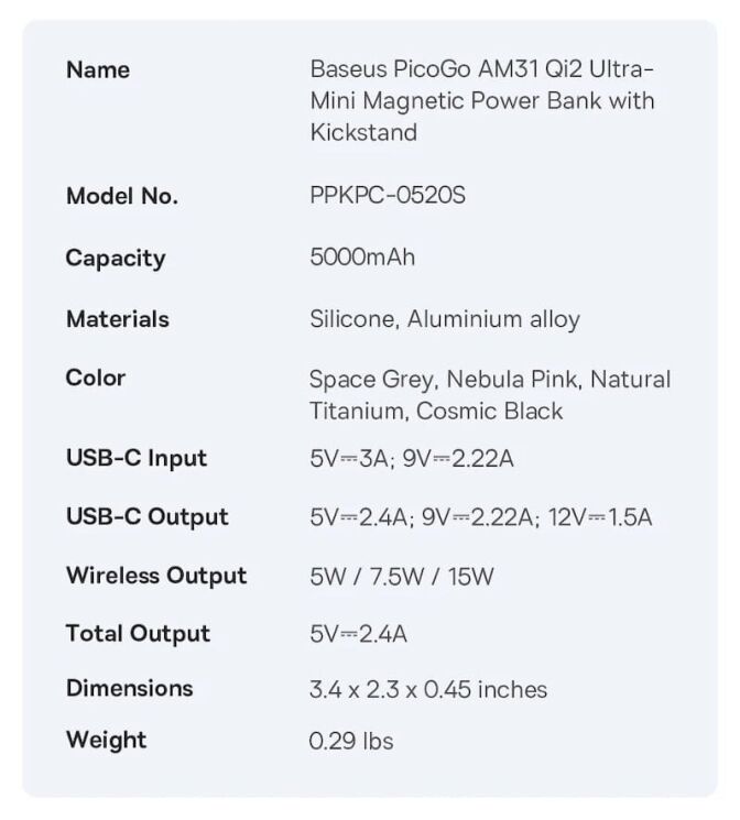 Внешний аккумулятор Baseus PicoGo AM31 Qi2 MagSafe 20W (5000mAh) P10081907123-00 - Black (995794B) Внешний аккумулятор Baseus PicoGo AM31 Qi2 MagSafe 20W (5000mAh) P10081907123-00 - Black: фото 24 из 24