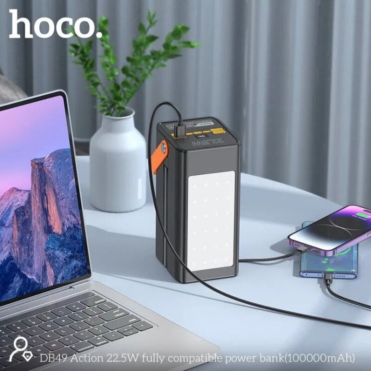 Зовнішній акумулятор Hoco DB49 Action 22.5W (100000mAh) - Black: фото 6 з 7