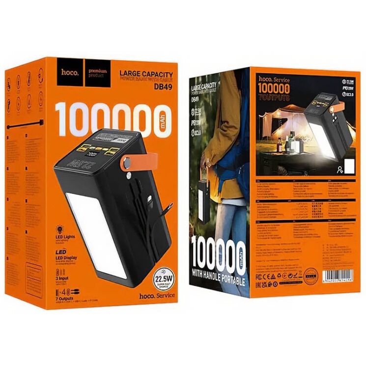 Зовнішній акумулятор Hoco DB49 Action 22.5W (100000mAh) - Black: фото 5 з 7