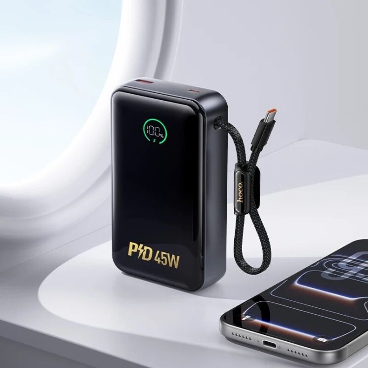 Внешний аккумулятор Hoco Q54 Shine PD45W (20000mAh) + кабель Type-C - Metal gray: фото 8 из 8
