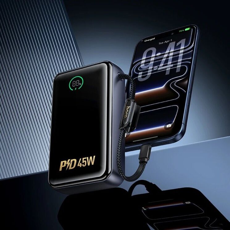 Внешний аккумулятор Hoco Q54 Shine PD45W (20000mAh) + кабель Type-C - Metal gray: фото 7 из 8