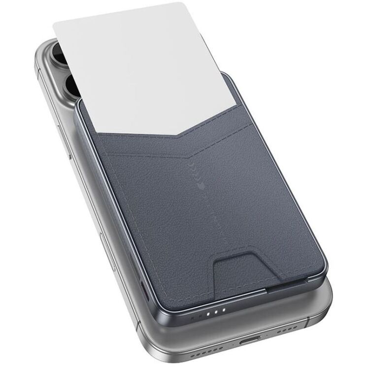 Зовнішній акумулятор з кардхолдером-підставкою HOCO Q46 Title PD20W (5000mAh) - Silver Gray: фото 5 з 8