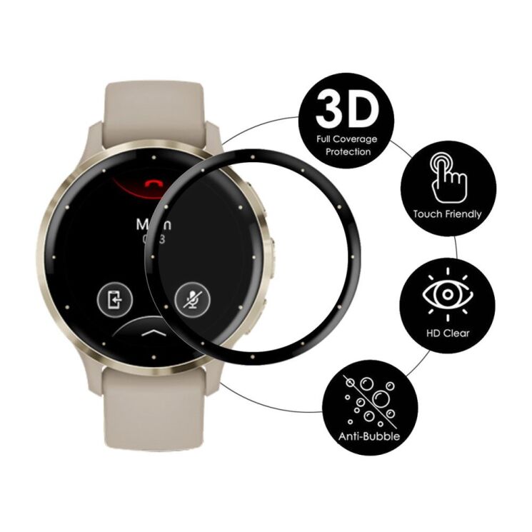 Защитная пленка HAT PRINCE Full Tempered Screen для Garmin Venu 3S - Black: фото 2 из 9