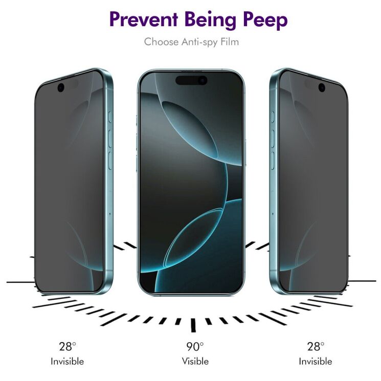 Защитное стекло HAT PRINCE Privacy для Apple iPhone 17 Pro Max - Black: фото 3 из 7