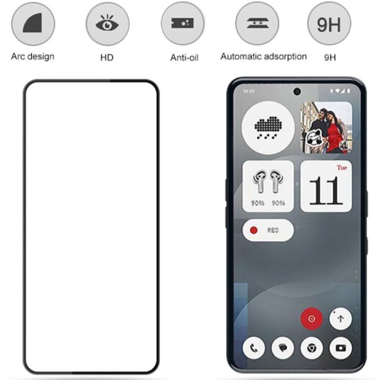 Захисне скло MOCOLO Full Glue Cover для Nothing Phone (3a) / (3a) Pro - Black: фото 2 з 8
