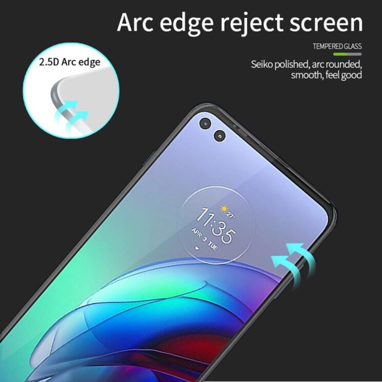 Защитное стекло PINWUYO Full Glue Cover для Motorola Moto G100 - Black: фото 7 из 15