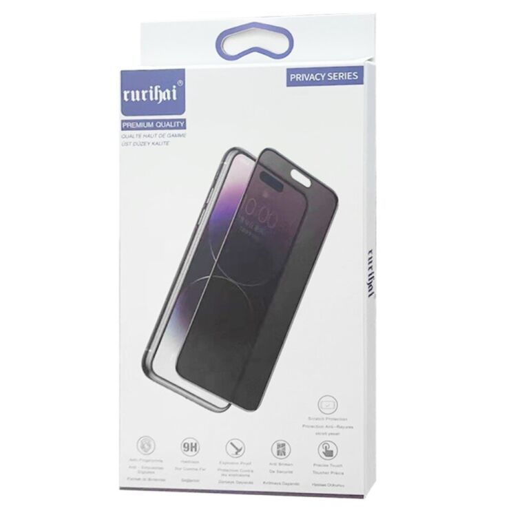 Захисне скло RURIHAI Privaсy Series для Apple iPhone 15 Pro - Black: фото 7 з 10