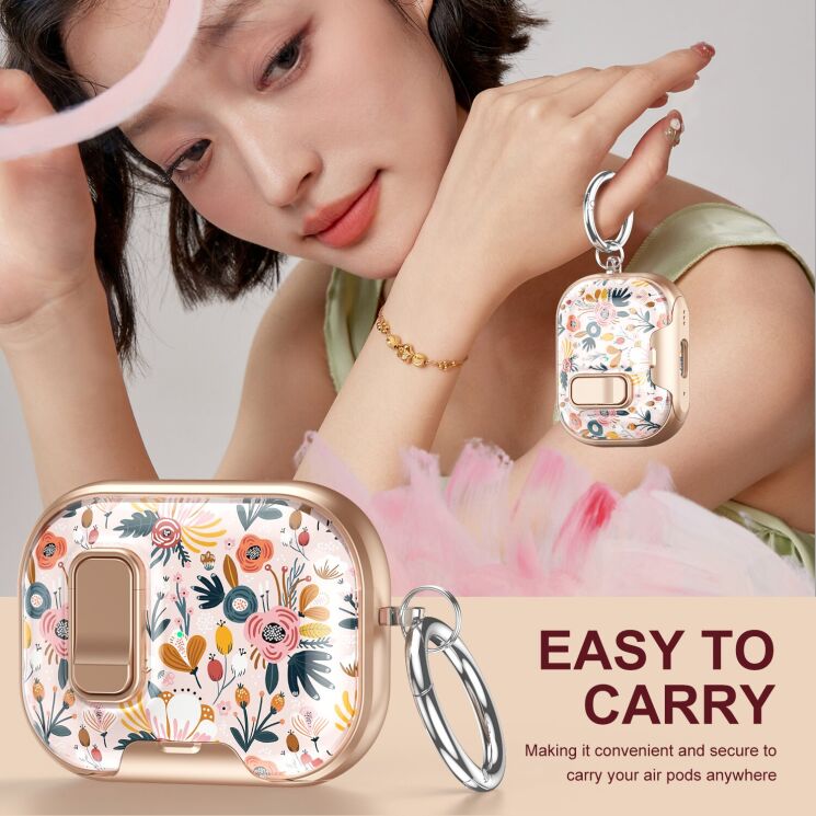 Защитный чехол Deexe Crystal Lock для AirPods Pro 2 - Black Rose: фото 4 из 9