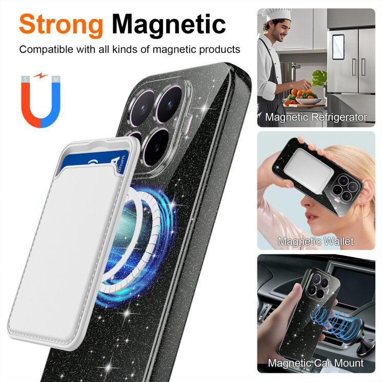 Защитный чехол Deexe Glitter Case with MagSafe для Xiaomi 17T - Black (408843B) Защитный чехол Deexe Glitter Case with MagSafe для Xiaomi 17T - Black: фото 4 из 7