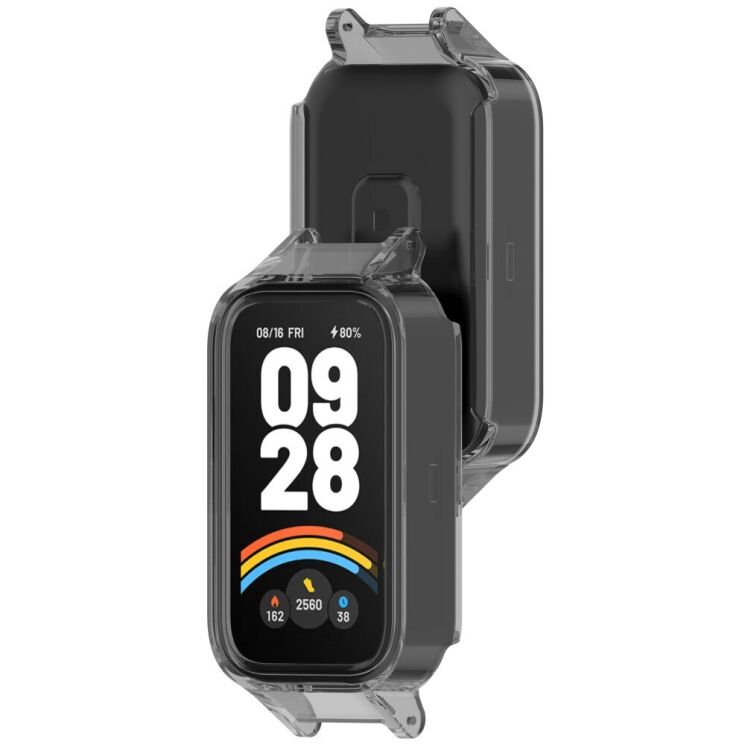 Защитный чехол Deexe Hard Frame для Xiaomi Mi Smart Band 9 Active / Redmi Band 3 - Transparent Black: фото 6 из 7