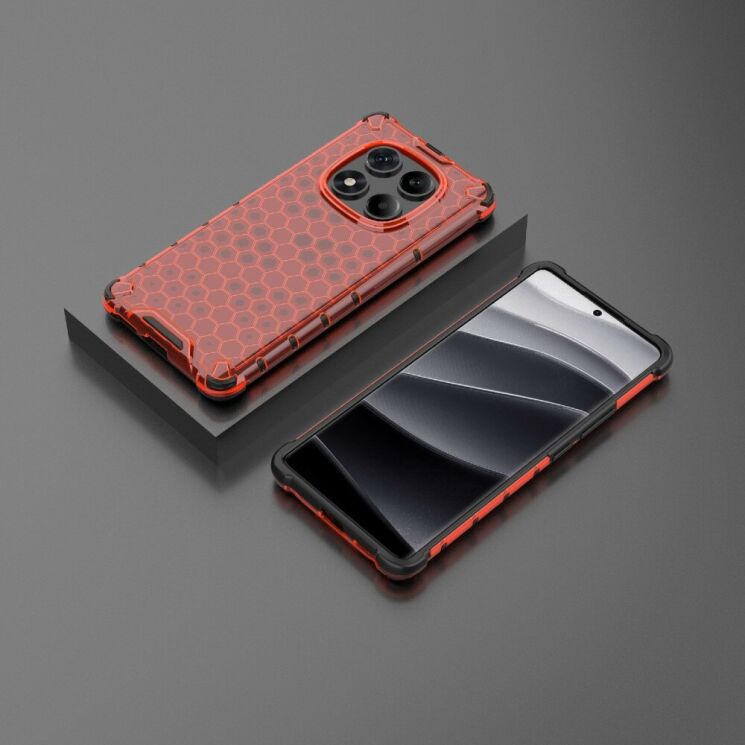 Защитный чехол Deexe Honeycomb Series для Xiaomi Redmi Note 14 Pro - Red: фото 2 из 5