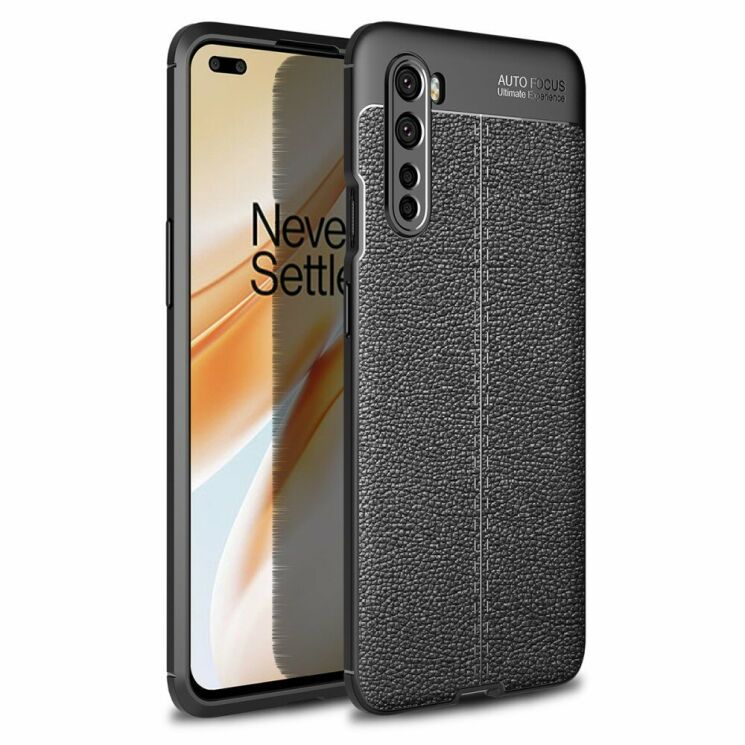Защитный чехол Deexe Leather Cover для OnePlus Nord - Black: фото 1 из 10