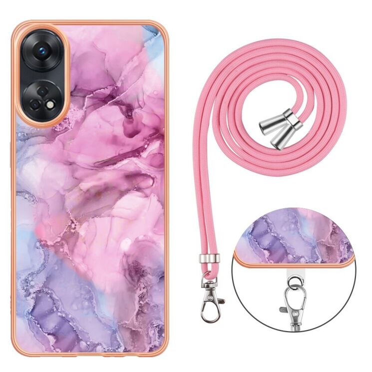Защитный чехол Deexe Marble Case with Strap для OPPO Reno 8T - Rose: фото 4 из 7