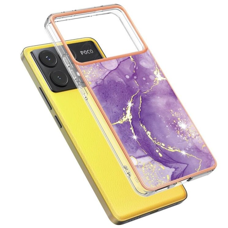 Защитный чехол Deexe Marble Style для Xiaomi Poco X6 Pro - Purple: фото 2 из 6