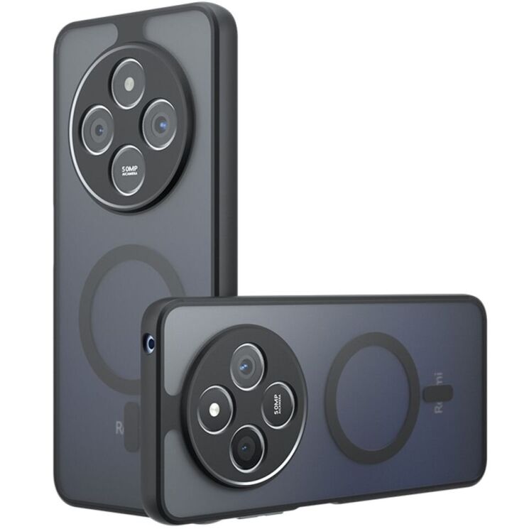 Защитный чехол Deexe Matte Skin with MagSafe для Xiaomi Redmi 14C / Poco C75 - Transparent / Black: фото 1 из 11