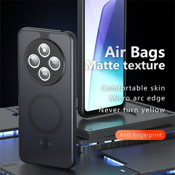 Защитный чехол Deexe Matte Skin with MagSafe для Xiaomi Redmi 14C / Poco C75 - Transparent / Black: фото 2 из 11