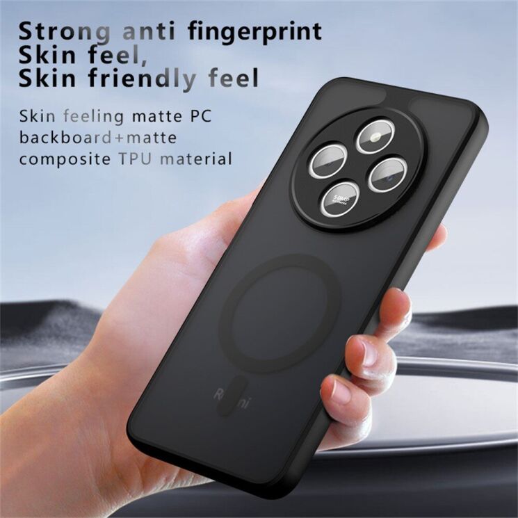 Защитный чехол Deexe Matte Skin with MagSafe для Xiaomi Redmi 14C / Poco C75 - Transparent / Black: фото 8 из 11