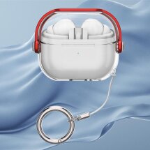 Захисний чохол Deexe Pure Stand для Samsung Galaxy Buds 3 / Buds 3 Pro - Transparent / Red: фото 1 з 5