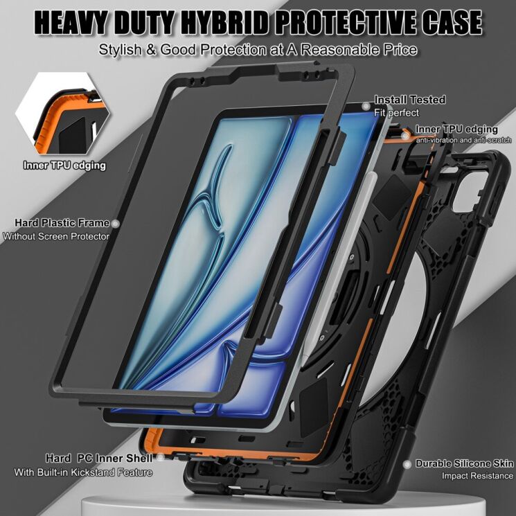 Защитный чехол Deexe Rotation Hybrid для Apple iPad Air 13 M3/M2 (2025/2024) / iPad Pro 12.9 (2020/2021/2022) - Black: фото 7 из 12