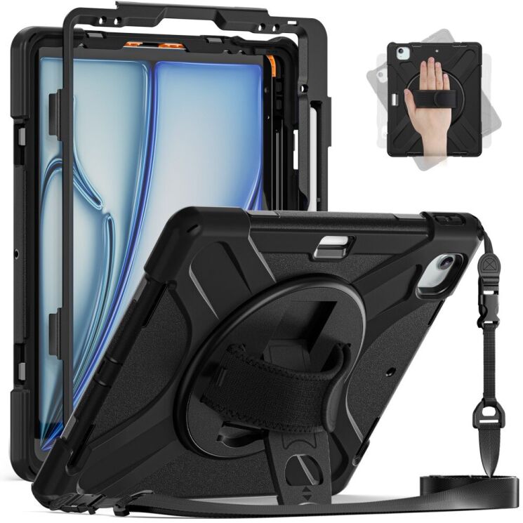 Защитный чехол Deexe Rotation Hybrid для Apple iPad Air 13 M3/M2 (2025/2024) / iPad Pro 12.9 (2020/2021/2022) - Black: фото 2 из 12