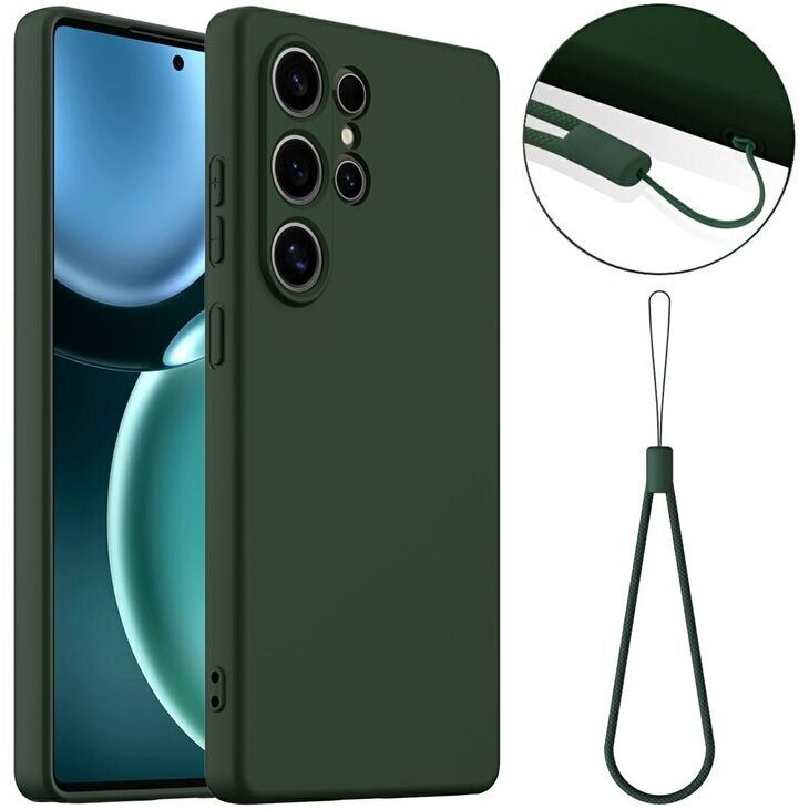 Захисний чохол Deexe Silicone Case with MagSafe для Samsung Galaxy S25 Ultra (S938) - Dark Green: фото 1 з 9